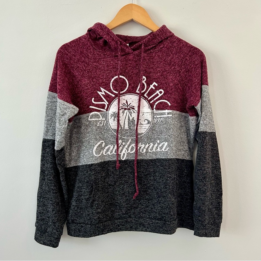 Relaxed fit tri color Pismo Beach California hoodie